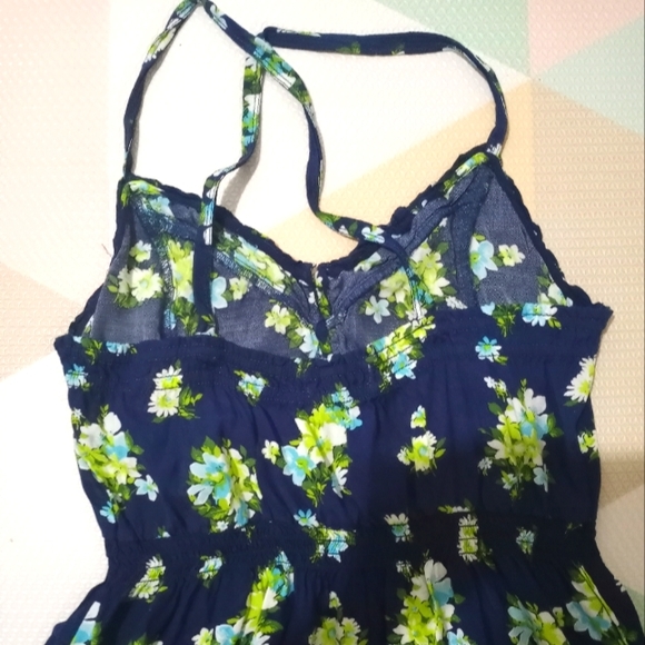 Vintage Hollister Floral Watercolor Navy Mini Dress size M - Picture 7 of 12